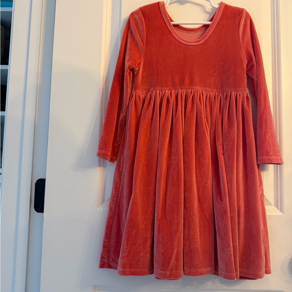 Pink Chicken Velvet Long Sleeve Dress - Coral - Picture 2 of 4